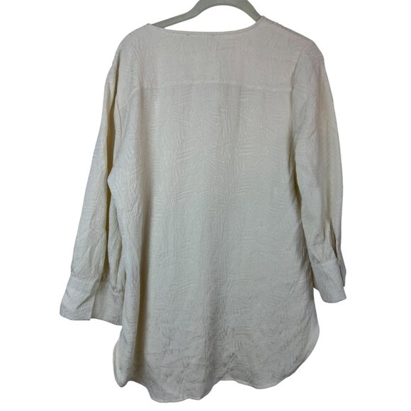 Karl Lagerfeld Paris Women's M Button-Up Blouse Ivory Flowy Textured Top - Picture 2 of 13